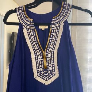 Navy blue embroidered dress